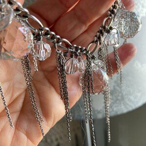 Sterling Silver and Quartz Crystal Link Bracelet